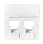 Plastron RJ45 droit 2 entrées blanc 45x45