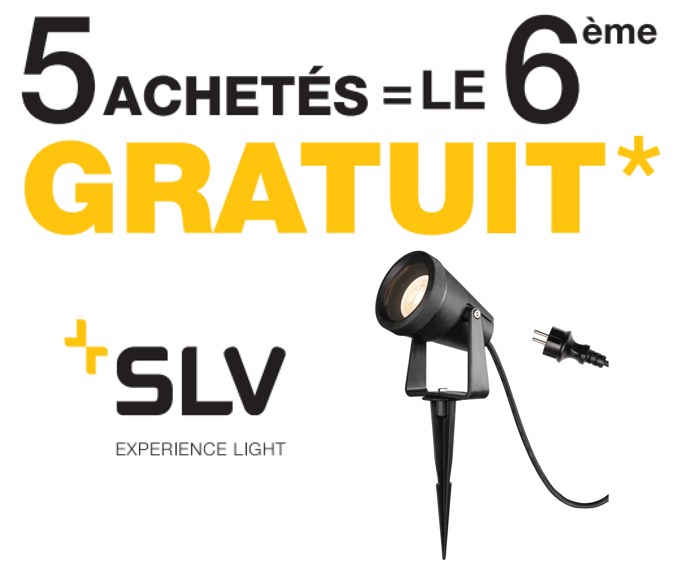 Spot sur piquet noir SAMRINA 5 achetés + 1 gratuit