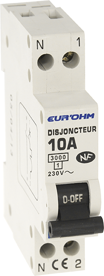 Disjoncteur PH+N 10A 3kA courbe C à vis