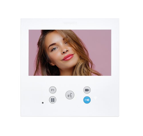 Moniteur interphone/visiophone vidéo mains-libre blanc mat écran couleur 7 pouces WIFI VEO-XS DUOX PLUS FERMAX